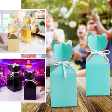 Turquoise Satin Ribbon Favor Box with Floral Top 25 Pack