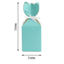 Floral Top Turquoise with Satin Ribbon Favor Box 25 Pack