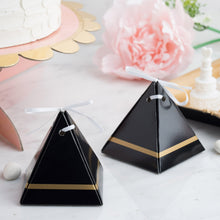 100 Pack | Personalized Pyramid Shaped Wedding Favor Party Gift Boxes With Satin Ribbon Tie