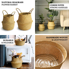 2 Pack Natural Seagrass Baskets Hand Woven Wicker Straw Planters With Handles