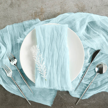 Add a Touch of Elegance with Baby Blue Gauze Cheesecloth Boho Dinner Napkins