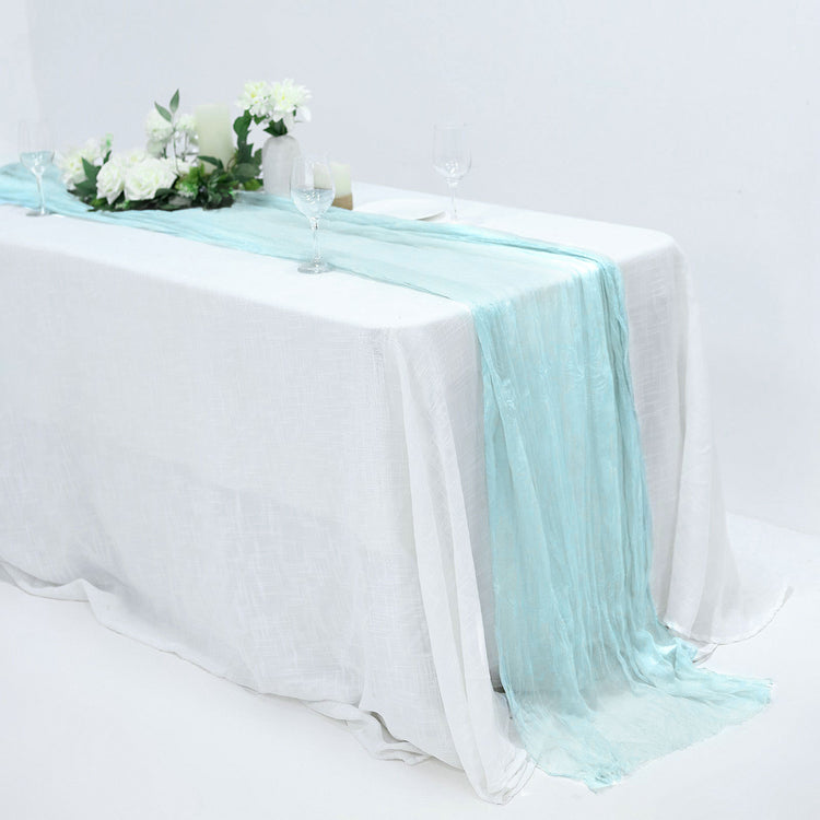 10 Feet Baby Blue Gauze Cheesecloth Table Runner