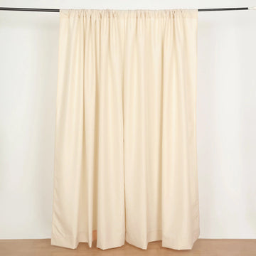 2 Pack Beige Polyester Divider Backdrop Curtains With Rod Pockets, Event Drapery Panels 130GSM - 10ftx8ft