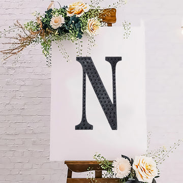 Black Decorative Rhinestone Alphabet "N" Letter Stickers DIY Crafts 8"