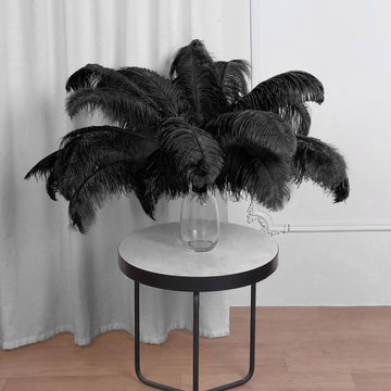 Black Natural Plume Ostrich Feathers for Stunning Centerpiece Fillers