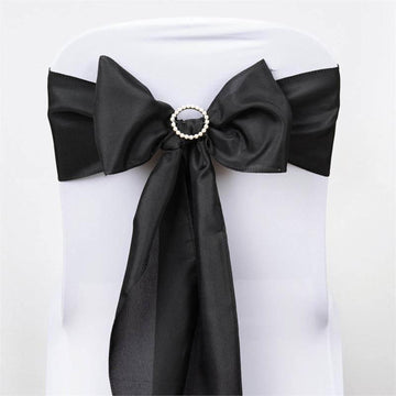 Elegant Black Polyester Chair Sashes for Your Special Event