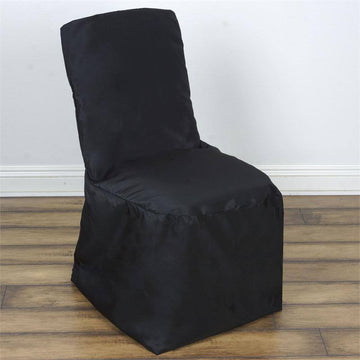 Elevate Your Event with the Black Polyester Square Top Banquet Chair Cover