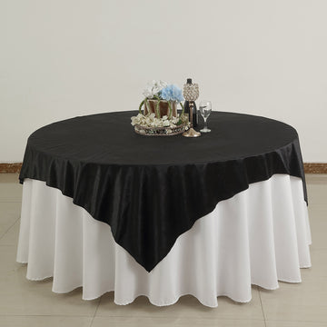 Black Premium Soft Velvet Table Overlay, Square Tablecloth Topper 72"x72"