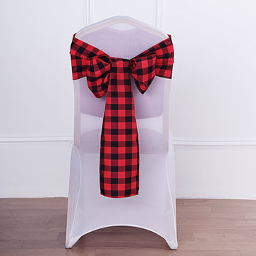 Add a Rustic Twist with Black/Red Buffalo Plaid Chair Sashes