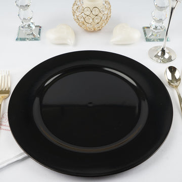 6 Pack Black Round Acrylic Plastic Charger Plates, Dinner Party Table Decor 13"