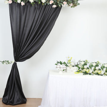 Elegant Black Satin Event Photo Backdrop Curtain Panel