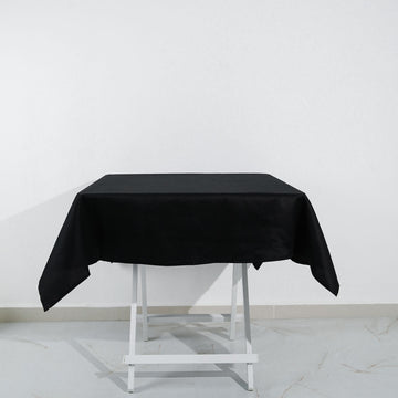 Black Seamless 100% Cotton Linen Tablecloth 54"x54"