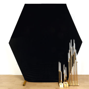 Elevate Your Event with the Black Velvet Fitted Hexagon Wedding Arch Backdrop Cover