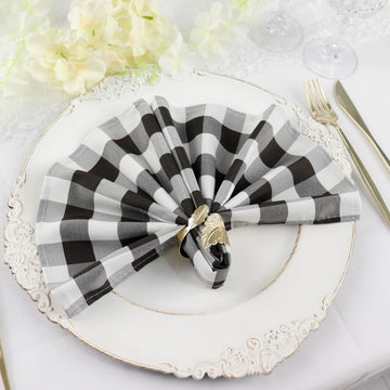 Elevate Your Table Decor with Black/White Buffalo Plaid Dinner Napkins
