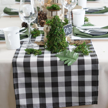 Elevate Your Table with the Black/White Buffalo Plaid Table Runner