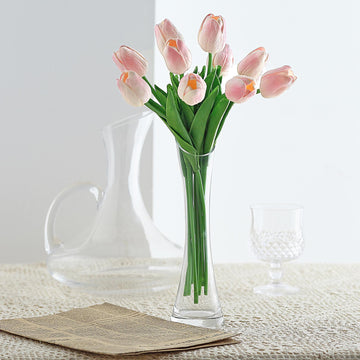 10 Stems Blush Artificial Foam Tulip Flower Bouquets 13"