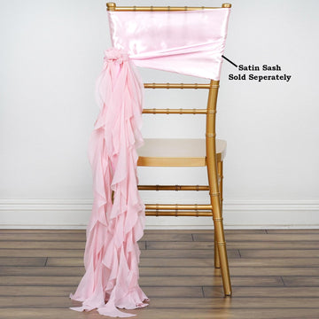 Elevate Your Event with the Blush Chiffon Curly Chair Sash