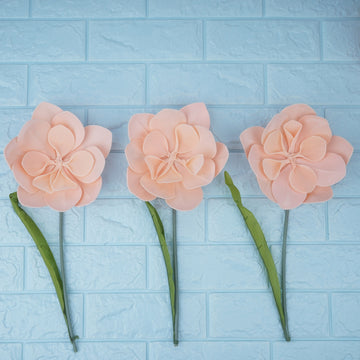 6 Pack Blush Daisy Large Foam Flowers Wall Backdrop Decoration 8"