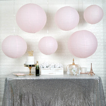 Blush Hanging Paper Lanterns for Whimsical Event Decor