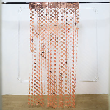 Rose Gold Heart Chain Foil Fringe Curtain Party Backdrop