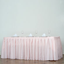 Blush Rose Gold Pleated Polyester Table Skirt 21 Feet
