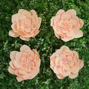 4 Pack Blush Real-Like Soft Foam Craft Daisy Flower Heads 12"