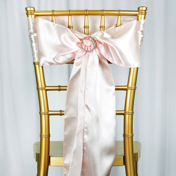 Elevate Your Event Decor with Blush Satin Chair Sashes
