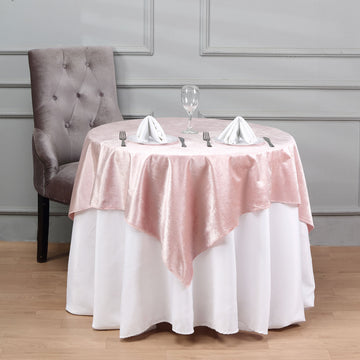 Blush Seamless Premium Velvet Square Table Overlay, Reusable Linen 54"x54"