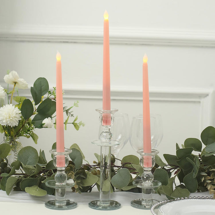 3 Pack | 11inch Blush Warm Flickering Flameless LED Taper Candles