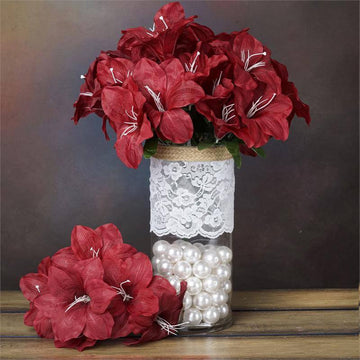 Elegant Burgundy Artificial Silk Tiger Lily Flowers for Stunning Décor