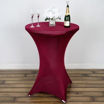 Elegant Burgundy Cocktail Spandex Table Cover for Stunning Event Décor