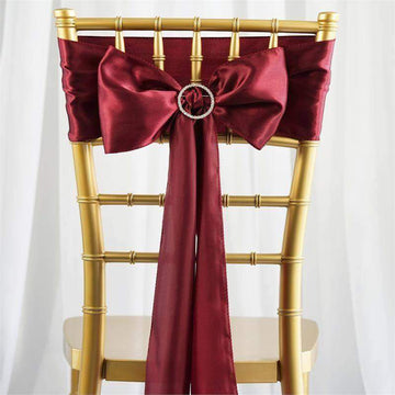 Elevate Your Event with Burgundy Satin Chair Sashes