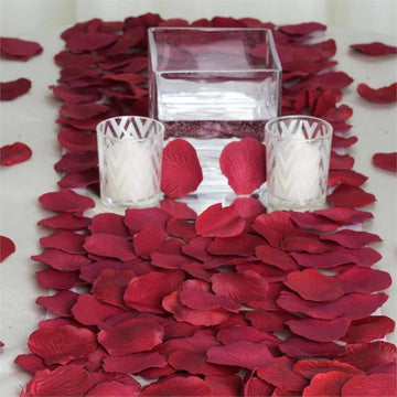 Burgundy Silk Rose Petals for Stunning Table Decor