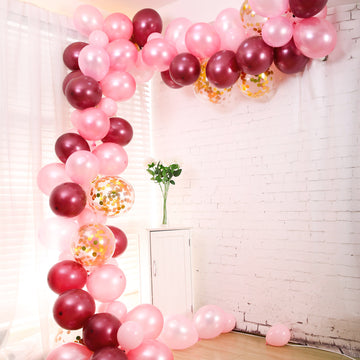 110 Pack Burgundy, Clear and Pink DIY Balloon Garland Arch Party Kit