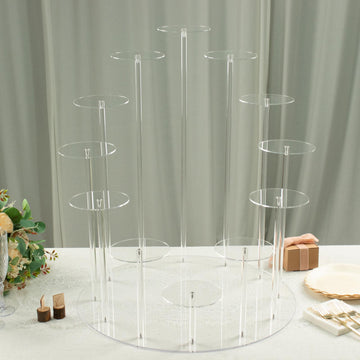 Elegant Clear Acrylic 12-Arm Tiered Dessert Stand for Stunning Event Decor