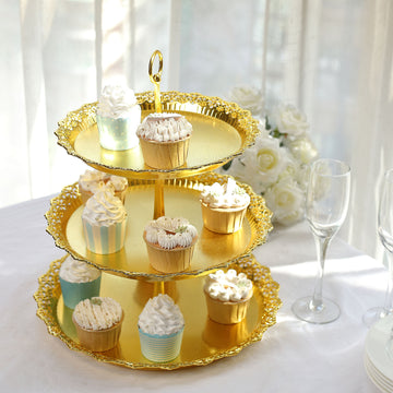 Create a Statement with our Metallic Gold Dessert Stand