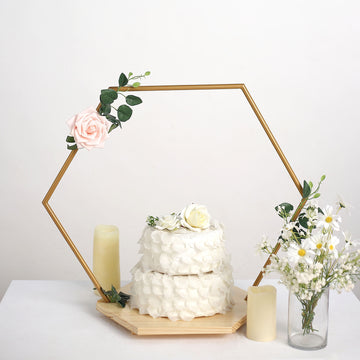 Elegant Gold Hexagon Wedding Arch Cake Stand