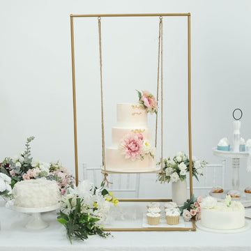 Add a Touch of Elegance with the Gold Metal Hanging Dessert Display Centerpiece