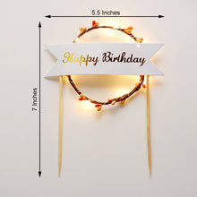 LED Light Up Cake Topper Happy Birthday Wreath Banner 