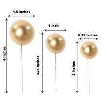 Pearl Balls Foam Faux Cake Toppers Finish 12 Pieces Gold
