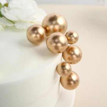 Enhance Your Event Decor with Gold Faux Pearl Balls Cake Topper Picks