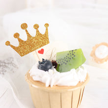 5 Inch Gold Glitter Royal Crown Cupcake Topper Picks 24 Pack