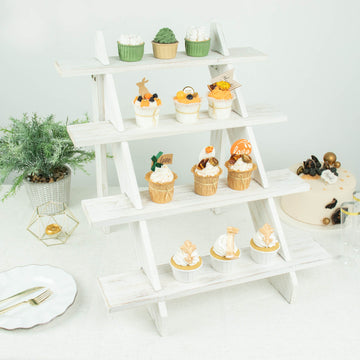 Enhance Your Decor with a Timeless Whitewashed Wooden Cupcake Holder Stand
