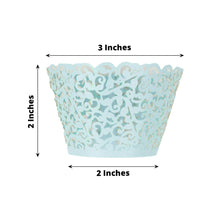 25 Pack of Lace Laser Cut Design Blue Paper Cupcake Wrappers and Muffin Baking Cup Trays