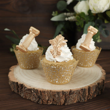 Add a Touch of Elegance with Gold Lace Cupcake Wrappers