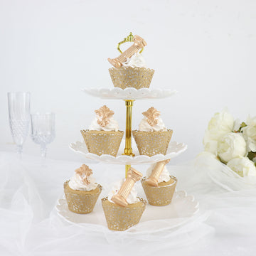 Create an Unforgettable Dessert Display with Gold Lace Cupcake Wrappers