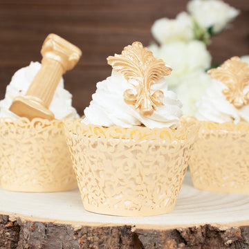 Create a Chic and Refined Dessert Display with Ivory Lace Cupcake Wrappers