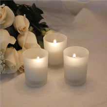 12 Pack - Small White Votive Candles with Frosted Glass Votive Holder Set