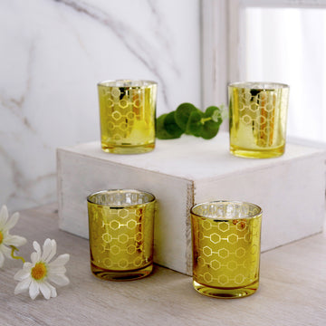 Add a Touch of Glamour with Gold Mercury Glass Candle Holders