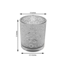 Pack of 6 Mercury Glass Votives Honeycomb Design 3 Inch Silver